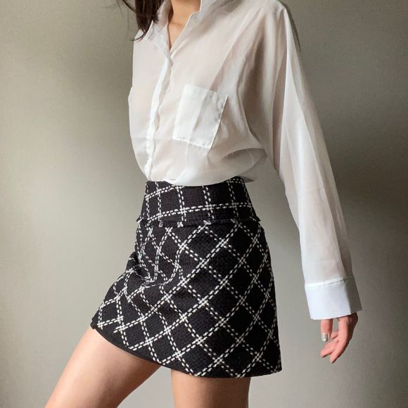 Forenza Dresses & Skirts - Forenza Vintage Black & White Checkered Pattern Plaid Mini Skirt
